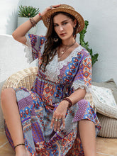 Load image into Gallery viewer, Lavender - Double Take Plus Size Printed Lace Detail - Short Sleeve Dress Ti Amo I love you
