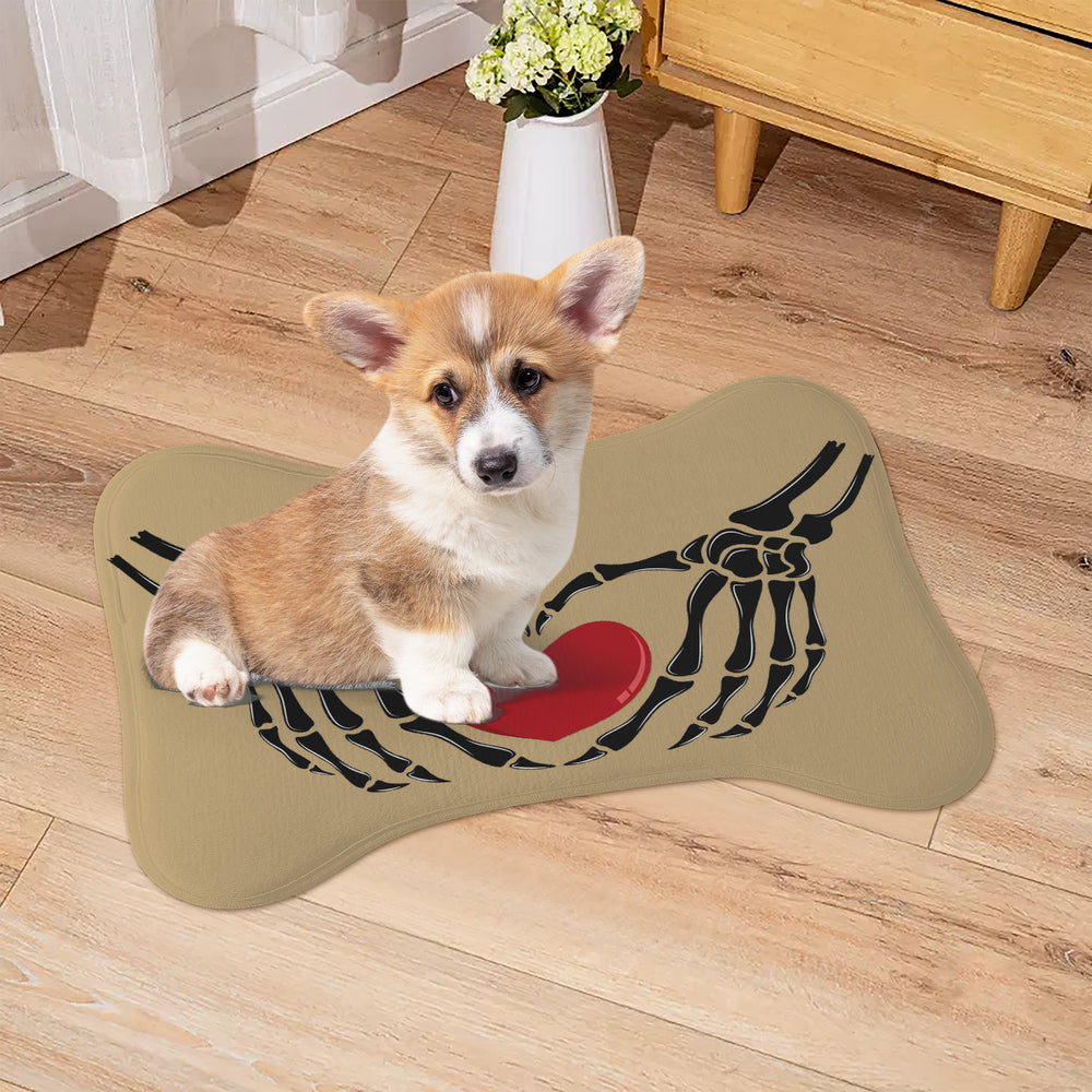 Ti Amo I love you - Exclusive Brand - Light French Beige - Skeleton Hands with Heart  - Big Paws Pet Rug