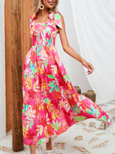 Load image into Gallery viewer, Leaf Print - Wrapped Chest Strap Midi Dress Ti Amo I love you
