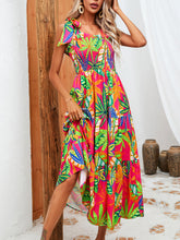 Load image into Gallery viewer, Leaf Print - Wrapped Chest Strap Midi Dress Ti Amo I love you

