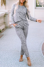 Load image into Gallery viewer, Leopard Animal Print V Neck Pullover and Pants Lounge Set - Sizes S-XL Ti Amo I love you
