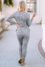 Load image into Gallery viewer, Leopard Animal Print V Neck Pullover and Pants Lounge Set - Sizes S-XL Ti Amo I love you
