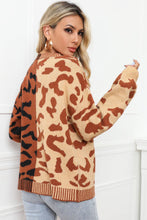 Load image into Gallery viewer, Leopard Button Front Ribbed Trim Cardigan Ti Amo I love you
