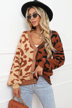 Load image into Gallery viewer, Leopard Button Front Ribbed Trim Cardigan Ti Amo I love you
