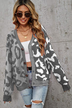 Load image into Gallery viewer, Leopard Button Front Ribbed Trim Cardigan Ti Amo I love you
