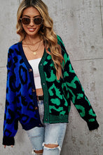 Load image into Gallery viewer, Leopard Button Front Ribbed Trim Cardigan Ti Amo I love you
