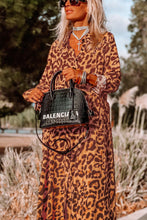 Load image into Gallery viewer, Leopard Button-Up Long Sleeve Maxi Dress Ti Amo I love you
