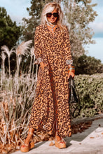 Load image into Gallery viewer, Leopard Button-Up Long Sleeve Maxi Dress Ti Amo I love you
