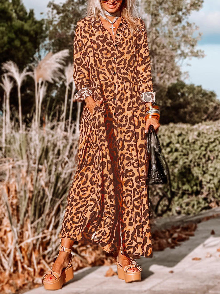 Leopard Buttoned Maxi Dress - Sizes S-L Ti Amo I love you
