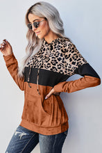 Load image into Gallery viewer, Leopard Color Block Hoodie Ti Amo I love you
