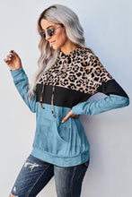 Load image into Gallery viewer, Leopard Color Block Hoodie Ti Amo I love you
