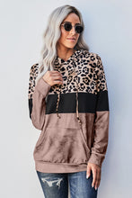 Load image into Gallery viewer, Leopard Color Block Hoodie Ti Amo I love you
