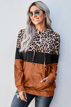 Load image into Gallery viewer, Leopard Color Block Hoodie Ti Amo I love you
