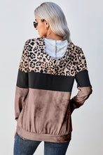 Load image into Gallery viewer, Leopard Color Block Hoodie Ti Amo I love you
