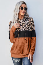 Load image into Gallery viewer, Leopard Color Block Hoodie Ti Amo I love you
