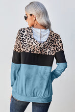 Load image into Gallery viewer, Leopard Color Block Hoodie Ti Amo I love you
