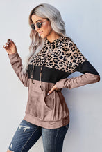 Load image into Gallery viewer, Leopard Color Block Hoodie Ti Amo I love you
