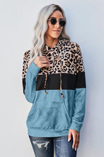 Load image into Gallery viewer, Leopard Color Block Hoodie Ti Amo I love you
