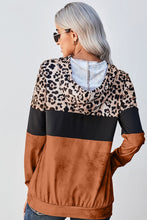 Load image into Gallery viewer, Leopard Color Block Hoodie Ti Amo I love you
