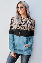 Load image into Gallery viewer, Leopard Color Block Hoodie Ti Amo I love you
