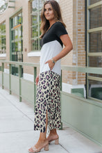 Load image into Gallery viewer, Leopard Color Block V-Neck Slit Dress - Only Sizes S,.M Left Ti Amo I love you
