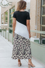 Load image into Gallery viewer, Leopard Color Block V-Neck Slit Dress - Only Sizes S,.M Left Ti Amo I love you
