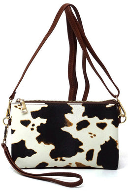 Leopard Cow Flower Crossbody Bag Clutch Wristlet Ti Amo I love you