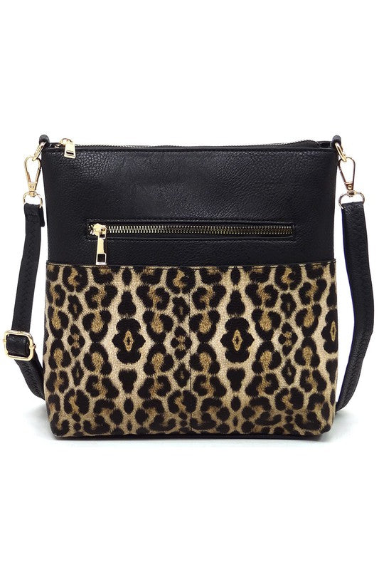 Leopard Cow Flower Pocket Crossbody Bag Ti Amo I love you