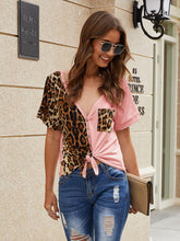 Load image into Gallery viewer, Leopard Deep V Short Sleeve Top Ti Amo I love you
