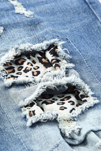 Load image into Gallery viewer, Leopard Distressed Pocketed Straight Jeans Ti Amo I love you
