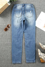 Load image into Gallery viewer, Leopard Distressed Pocketed Straight Jeans Ti Amo I love you
