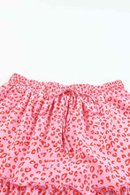 Load image into Gallery viewer, Leopard Drawstring Waist Frill Trim Tiered Skirt Ti Amo I love you
