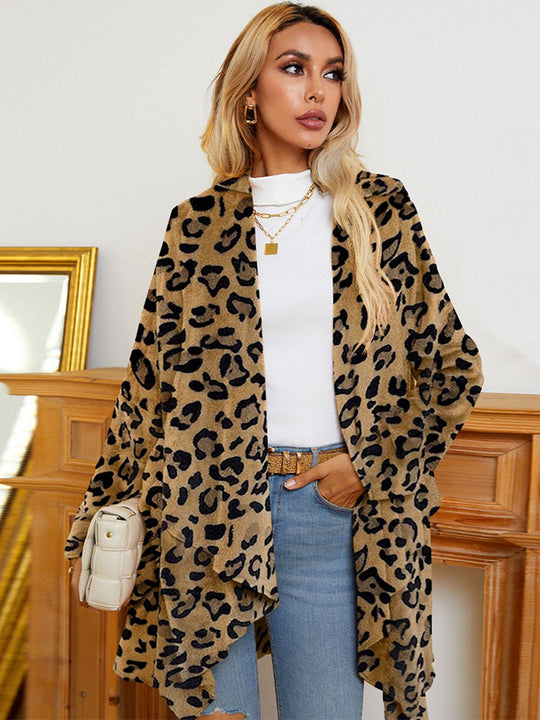 Leopard Long Sleeve Open Front Cardigan Ti Amo I love you