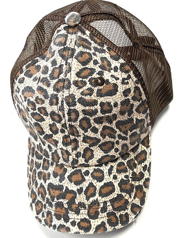 Leopard Mesh Back Trucker Hat Ti Amo I love you