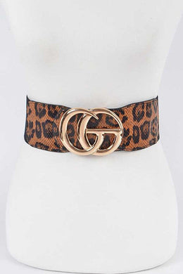 Leopard Print Iconic Buckle Stretch Belt Ti Amo I love you