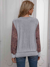 Load image into Gallery viewer, Leopard Print Round Neck Dolman Sleeve Blouse Ti Amo I love you
