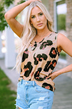 Load image into Gallery viewer, Leopard Print Round Neck Tank Ti Amo I love you
