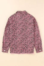 Load image into Gallery viewer, Leopard Raw Hem Button Up Denim Jacket Ti Amo I love you
