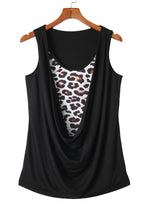 Load image into Gallery viewer, Leopard Ruched Fake Two-piece Tank Ti Amo I love you
