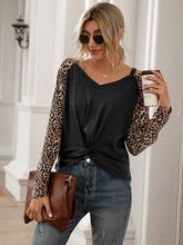 Load image into Gallery viewer, Leopard Twist Front Cold-Shoulder Tee Ti Amo I love you
