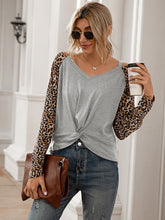 Load image into Gallery viewer, Leopard Twist Front Cold-Shoulder Tee Ti Amo I love you
