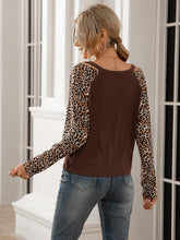 Load image into Gallery viewer, Leopard Twist Front Cold-Shoulder Tee Ti Amo I love you
