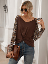 Load image into Gallery viewer, Leopard Twist Front Cold-Shoulder Tee Ti Amo I love you
