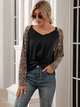 Load image into Gallery viewer, Leopard Twist Front Cold-Shoulder Tee Ti Amo I love you
