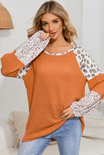 Load image into Gallery viewer, Leopard Waffle-Knit Blouse Ti Amo I love you
