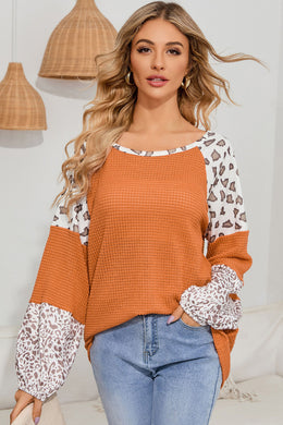 Leopard Waffle-Knit Blouse Ti Amo I love you