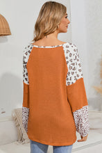 Load image into Gallery viewer, Leopard Waffle-Knit Blouse Ti Amo I love you
