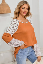 Load image into Gallery viewer, Leopard Waffle-Knit Blouse Ti Amo I love you
