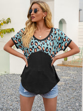 Load image into Gallery viewer, Leopard Waffle-Knit Short Sleeve Top Ti Amo I love you
