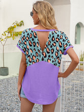 Load image into Gallery viewer, Leopard Waffle-Knit Short Sleeve Top Ti Amo I love you
